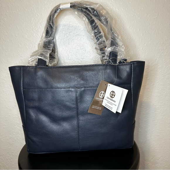 Giani Bernini Bags Giani Bernini Classic Leather Tote Navy Poshmark